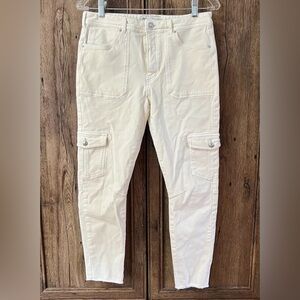 Free People High Rise Stretch Skinny Cargo Jeans Size 30 White 61855-16515125